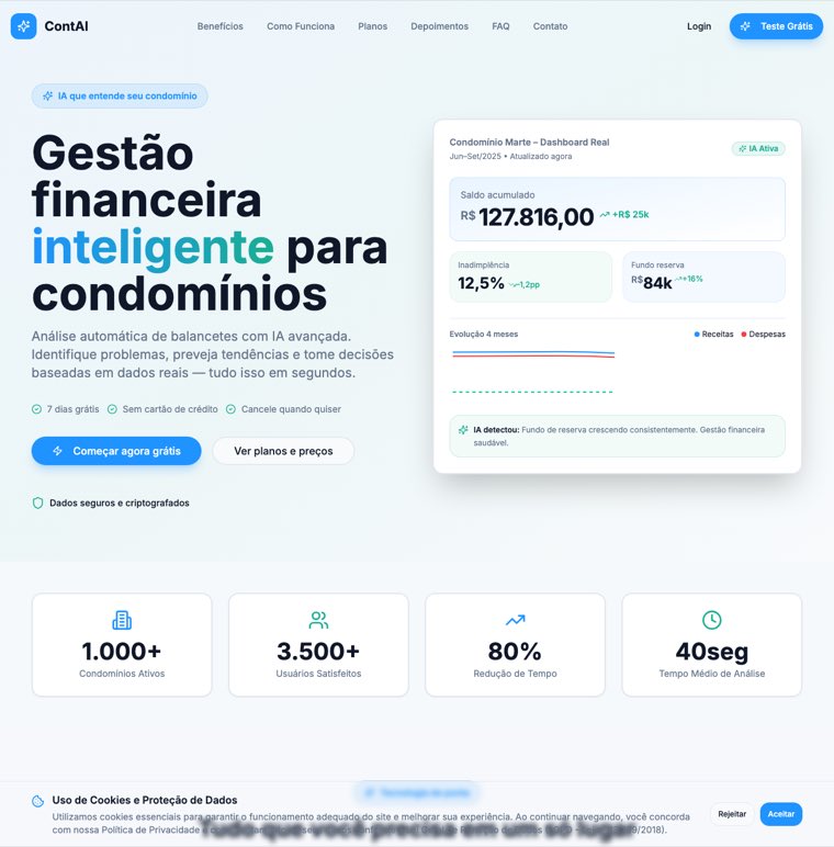Site do ContAI, análise financeira de condomínios