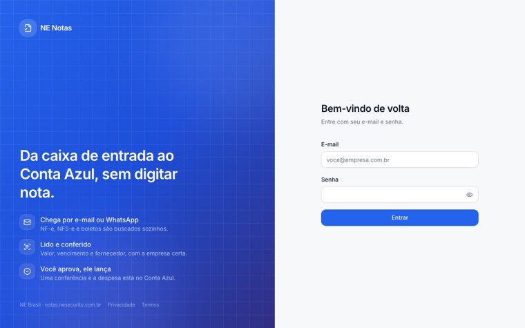 Tela de entrada do sistema de notas