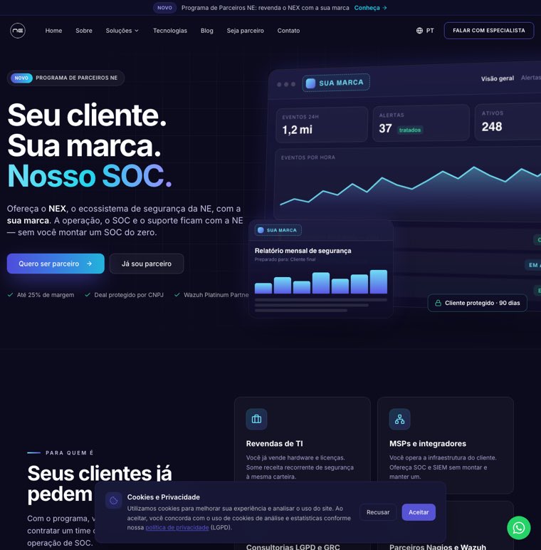 Landing do programa de parceiros